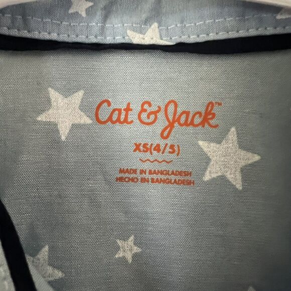 Cat & Jack  Boys' Americana Short Sleeve Button-Down Shirt, Cruise Blue, XS 4/5 - Picture 6 of 6